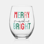 Frohe und helle Weihnachten Weinglas Ohne Stiel (Vorderseite)