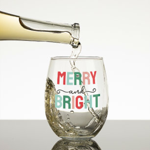 Frohe und helle Weihnachten Weinglas Ohne Stiel