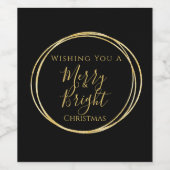 Frohe und helle Weihnachts-Party Black Gold Weinetikett (Einzelnes Label)