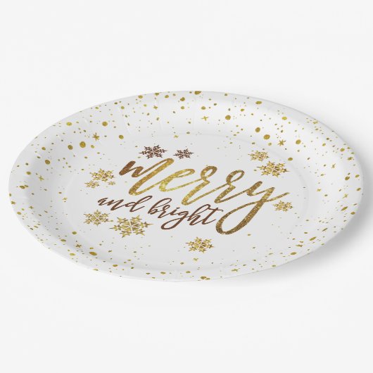 Frohe und helle Weihnachts-Party-Papierplatte Pappteller (Schrägansicht)