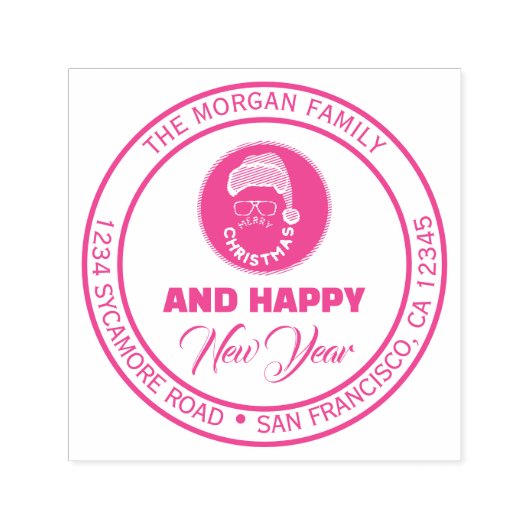 Frohe und helle Weihnachts-Party-Rücksendeadresse Permastempel (Design)