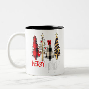 Frohe und helle Weihnachtsbaum Karierter Leopard Zweifarbige Tasse