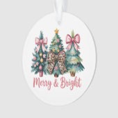 Frohe und helle Weihnachtsbaum Pink Leopard Bow Ornament (Vorderseite)