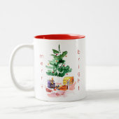 Frohe und helle Weihnachtsbaum Wasserfarbe Zweifarbige Tasse (Links)