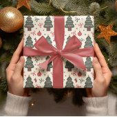 Frohe und helle Weihnachtsbaume Geschenkpapier