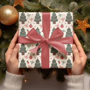 Frohe und helle Weihnachtsbaume Geschenkpapier