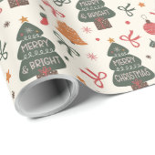 Frohe und helle Weihnachtsbaume Geschenkpapier (Rolleneckpunkt)