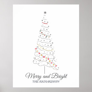 Frohe und helle Weihnachtsbaume   Minimalistische  Poster