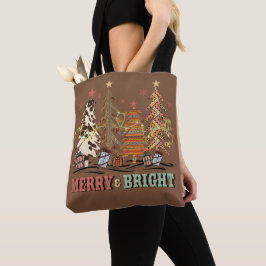 Frohe und helle Weihnachtsbaumen Boho Shopping Tasche