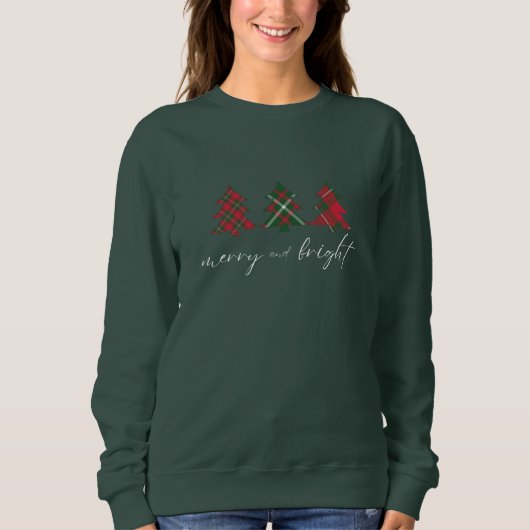 Frohe und helle Weihnachtsbaumen grün Sweatshirt (Vorderseite)
