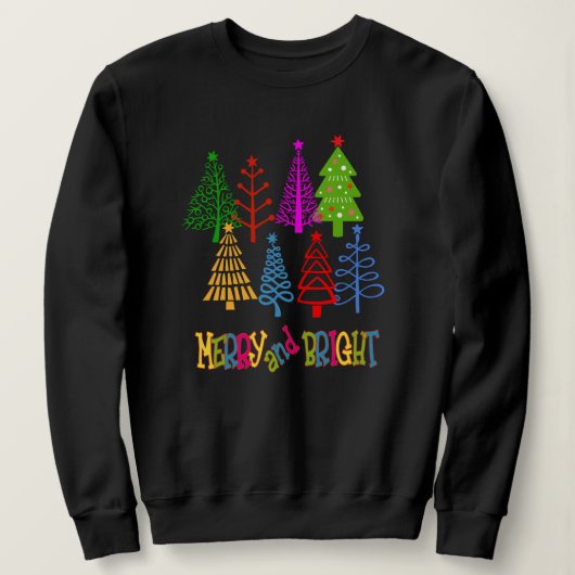 Frohe und helle Weihnachtsbaumen Sweatshirt (Design vorne)