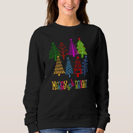 Frohe und helle Weihnachtsbaumen Sweatshirt (Vorderseite)