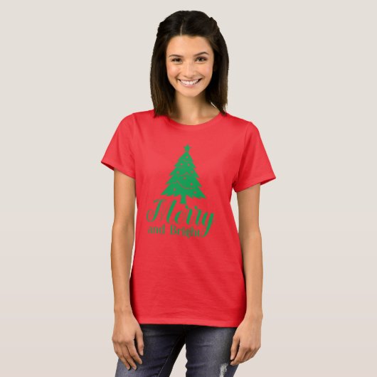 Frohe und helle Weihnachtsbaumen T-Shirt (Vorne ganz)