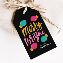 Frohe und helle Weihnachtsbeleuchtung Urlaub Geschenkanhänger