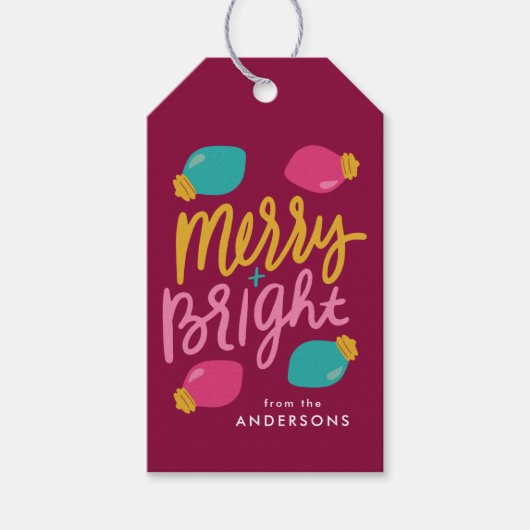 Frohe und helle Weihnachtsbeleuchtung Urlaub Geschenkanhänger (Vorderseite)