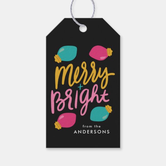 Frohe und helle Weihnachtsbeleuchtung Urlaub Geschenkanhänger (Vorderseite)