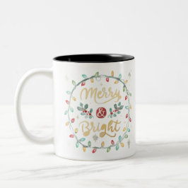 Frohe und helle Weihnachtsbeleuchtung Wreath Holid Zweifarbige Tasse