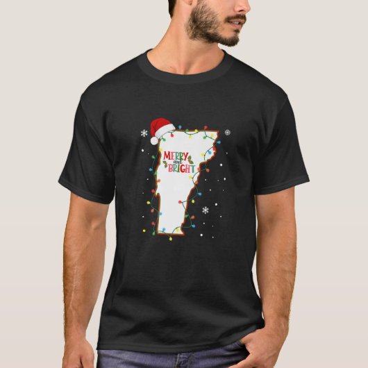 Frohe und helle Weihnachtsbeleuchtung Xmas Vermont T-Shirt (Vorderseite)