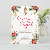 Frohe und helle Weihnachtsessen Party Laterne Einladung (Stehend Vorderseite)