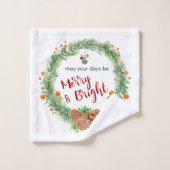 Frohe und helle Weihnachtsfeier Badhandtuch Set (Waschlappen)