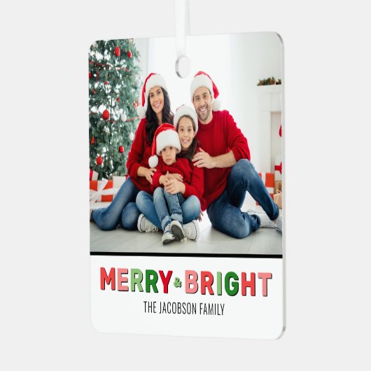Frohe und helle Weihnachtsfeier Foto Ornament Aus Metall (Vorderseite links)