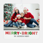 Frohe und helle Weihnachtsfeier Foto Ornament Aus Metall (Vorderseite)