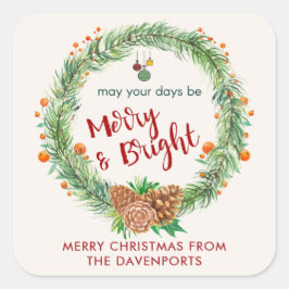 Frohe und helle Weihnachtsfeier Quadratischer Aufkleber