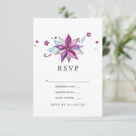 Frohe und helle Weihnachtsfeier RSVP Karte (Stehend Vorderseite)