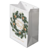 Frohe und helle Weihnachtsfeiertage Gesellschaft Mittlere Geschenktüte (Rückseite Schrägansicht)