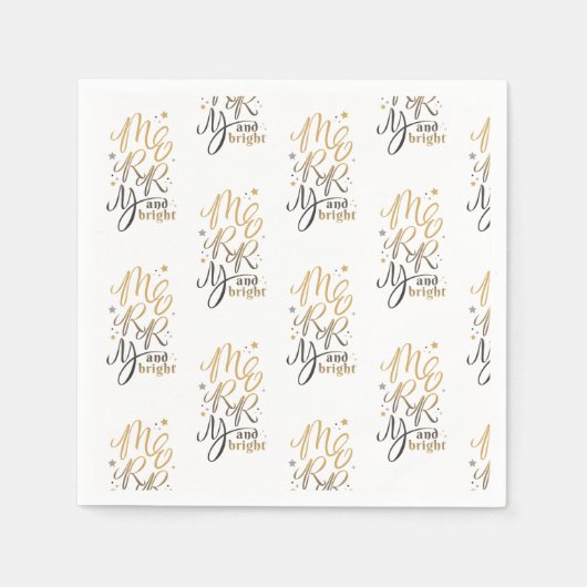 Frohe und helle Weihnachtsfeiertage Gold Script Serviette (Vorderseite)
