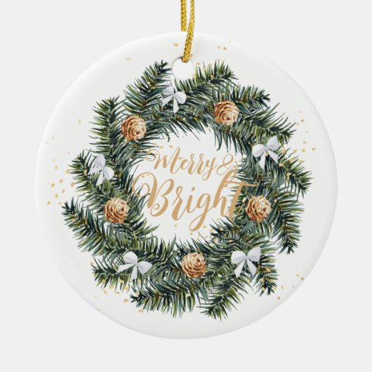 Frohe und helle Weihnachtsfeiertage Keramik Ornament (Vorne)
