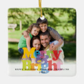 Frohe und helle Weihnachtsferien im Foto Keramikornament (Vorderseite)