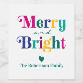 Frohe und helle Weihnachtsgeschenke Flasche Weinetikett (Einzelnes Label)