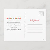 Frohe und helle Weihnachtskarte Feiertagspostkarte (Rückseite)