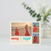 Frohe und helle Weihnachtskarte mit Foto Postkarte (Stehend Vorderseite)