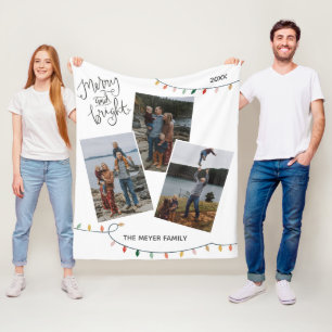 Frohe und helle Weihnachtsleuchten Drei Foto Fleecedecke