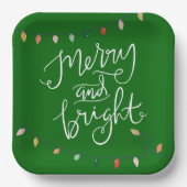 Frohe und helle Weihnachtsleuchten Grün Pappteller (Vorderseite)