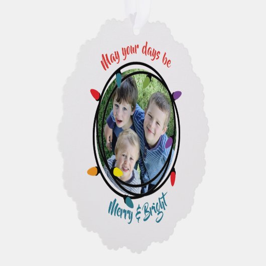 Frohe und helle Weihnachtsleuchten mit Foto Ornament Karte (Rechts)