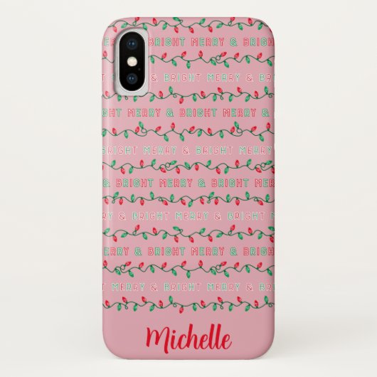 Frohe und helle Weihnachtsleuchten Pink Case-Mate iPhone Hülle (Rückseite)