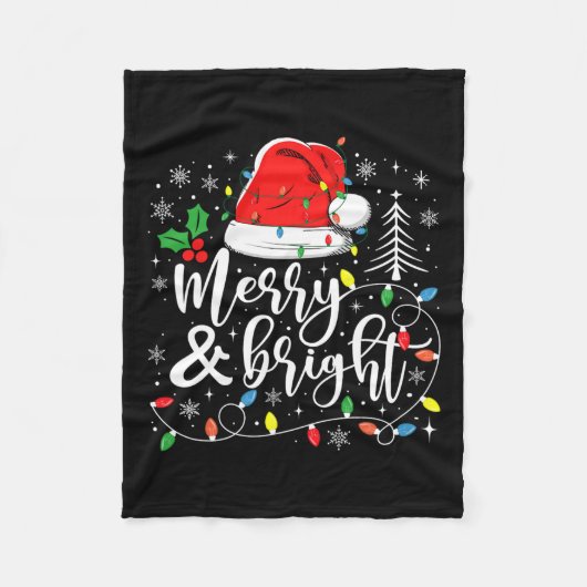 Frohe und helle Weihnachtsleuchten Weihnachten Wei Fleecedecke (Vorderseite)