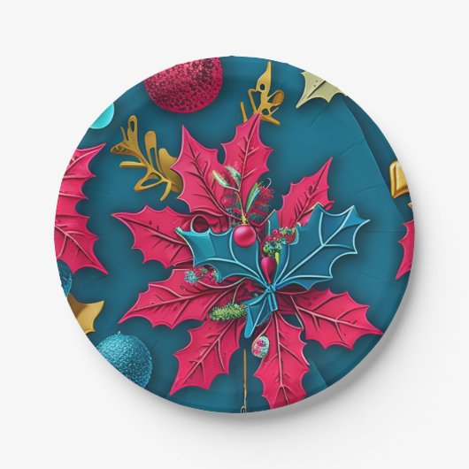 Frohe und helle Weihnachtsplatte Pappteller (Vorderseite)