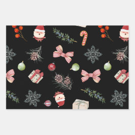 Frohe und helle Weihnachtsschmuck Geschenkpapier Set