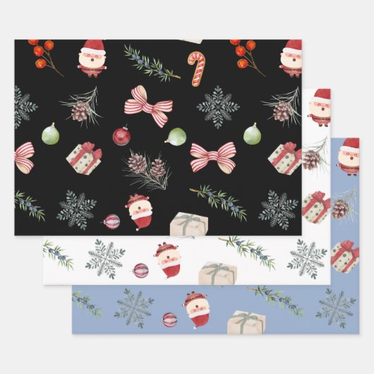 Frohe und helle Weihnachtsschmuck Geschenkpapier Set (Set)