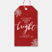 Frohe und helle Weihnachtsschneeflocke Custom Red Geschenkanhänger (Vorderseite)