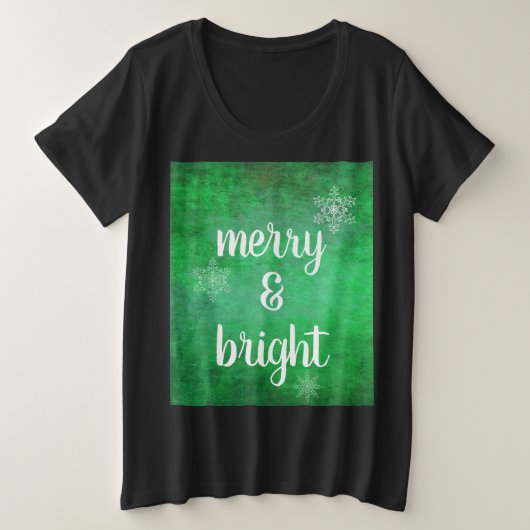 Frohe und helle Weihnachtsschneeflocken auf Green Große Größe T-Shirt (Design vorne)