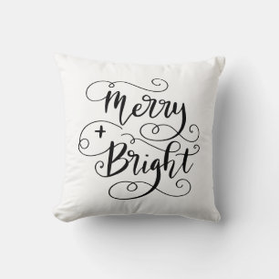 Frohe und helle Weihnachtsschrift Kissen