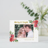 Frohe und helle Winter Blume Weihnachts-Foto Postkarte (Stehend Vorderseite)