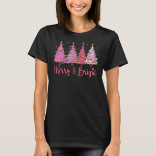 Frohe und hellrosa Weihnachtsbaum Pink Christma T-Shirt
