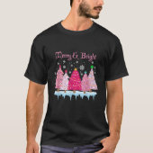 Frohe und hellrosa Weihnachtsbaum Pink Christma T-Shirt (Vorderseite)