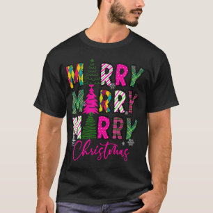 Frohe und hellrosa Weihnachtsbaum Pink T-Shirt
